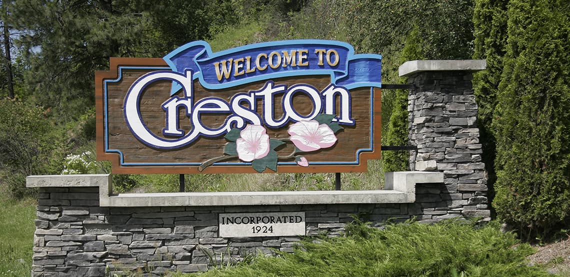 Welcome to Creston, BC sign