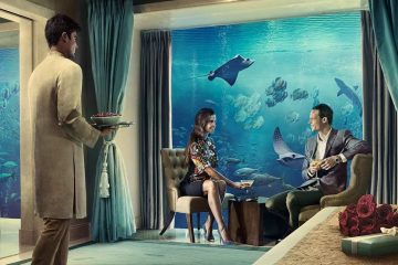 an artist's rendition of the underwater suites at Atlantis the Palm Dubai