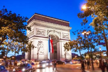 Champs Elysees with France flag