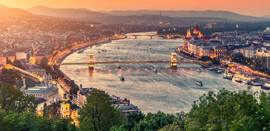 Danube river running through Budapest