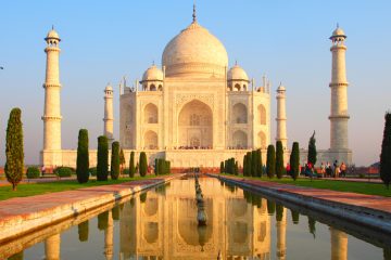 The Taj Mahal with reflecting pool in front