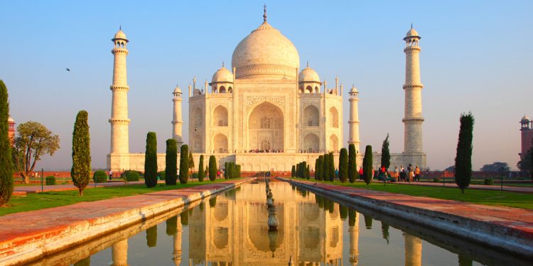 The Taj Mahal with reflecting pool in front