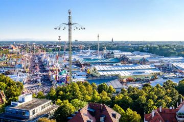Rides and tents at Oktoberfest