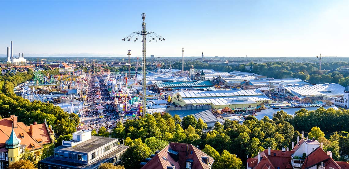 Rides and tents at Oktoberfest