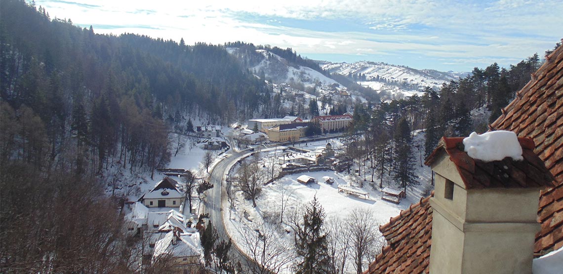 View from Bran Castle in the wintertime