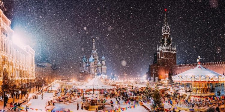 Christmas market at Red Square, Moscow