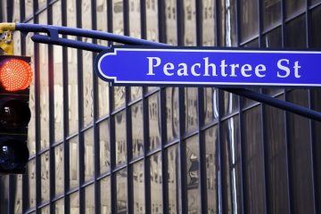 Sign for Peachtree Street in downtown Atlanta