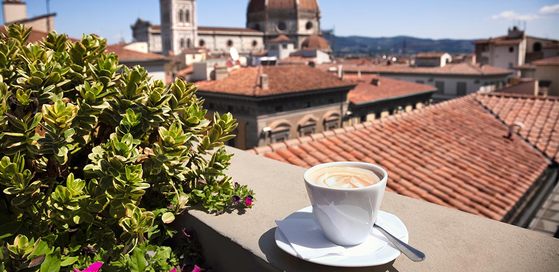 Cappuccino on a terrace in Italy