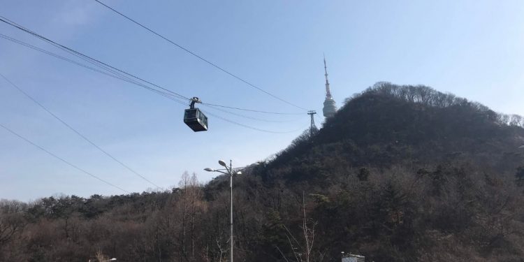 Namsan Mountain and Cable Car in Seoul, South Korea