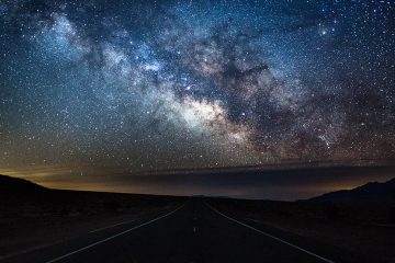 Starry sky over roadway