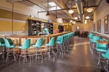 Bar with green chairs