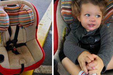 Empty car seat and little girl in car seat