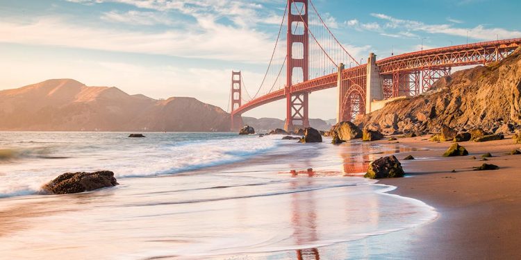 Beach underneath Golden Gate Bridge