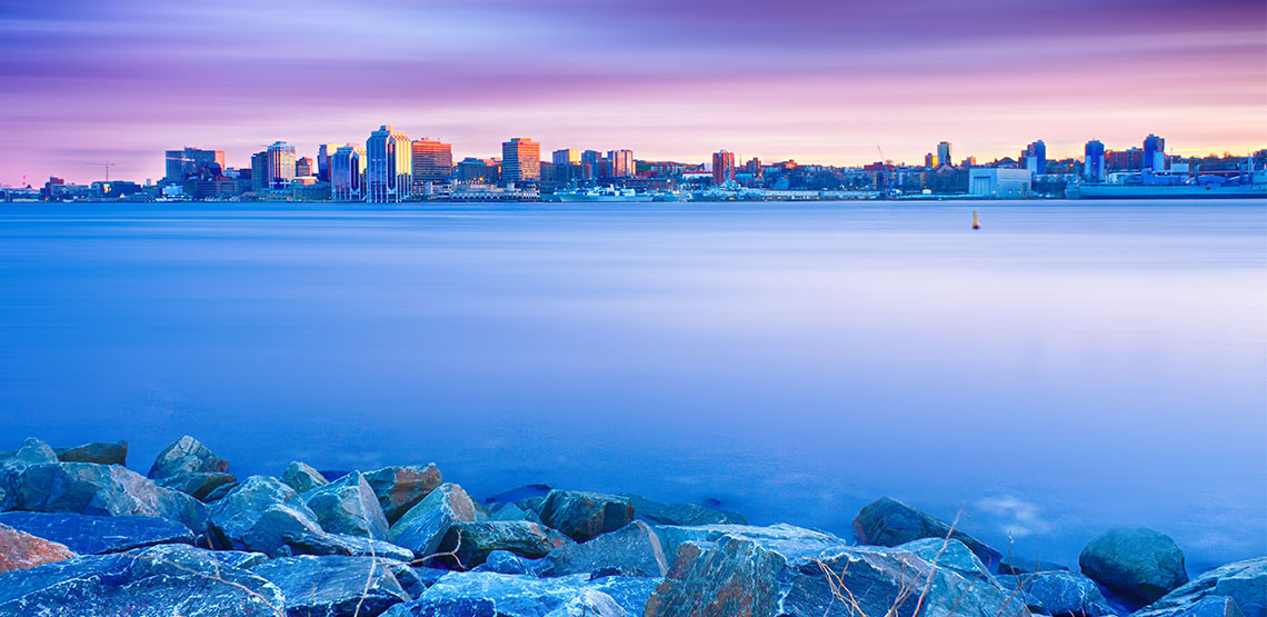 Halifax skyline across the water.