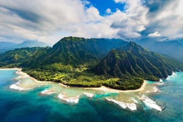 The Napali Coast from a helicopter