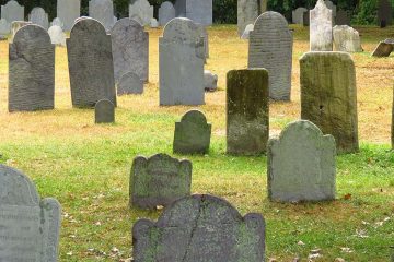 Old gravestones in a field